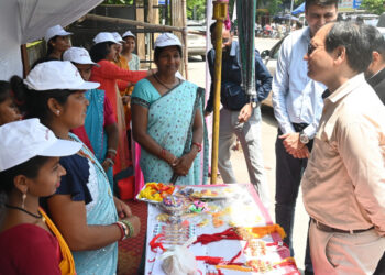 हर घर तिरंगा अभियान के तहत बिहान दीदियों ने लगाया बिलासपुर में स्वदेशी उत्पादों का तिरंगा बाजार