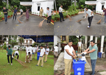 राजभवन परिसर में अधिकारियों-कर्मचारियों ने की साफ-सफाई