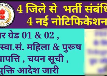 ड्रेसर ग्रेड-1 एवं ग्रामीण स्वास्थ्य संयोजक (महिला) पदों पर भर्ती हेतु चयन सूची जारी