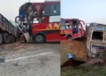 भीषण सड़क हादसा, ट्रक और बस की जोरदार टक्कर से 5 लोगों की दर्दनाक मौत