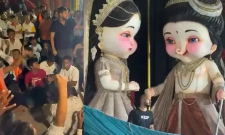 रायपुर में AI गणेश प्रतिमाओं को लेकर बजरंग दल का हंगामा, पंडाल के बाहर किया चक्काजाम और हनुमान चालीसा का पाठ…