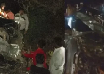 कार और ट्रक की जबरदस्त भिड़ंत से 5 लोगों की दर्दनाक मौत.. नवविवाहित जोड़ा की हालत गंभीर