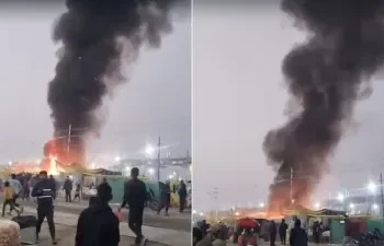 प्रयागराज माघ मेले में भीषण आग, कल्पवासियों में मची अफरा-तफरी; 5 किमी दूर तक दिखीं लपटें