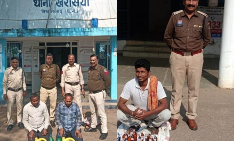 “ऑपरेशन आघात” के तहत अवैध शराब पर पुलिस की बड़ी कार्रवाई— खरसिया, छाल और पुसौर क्षेत्र में अवैध शराब जब्त
