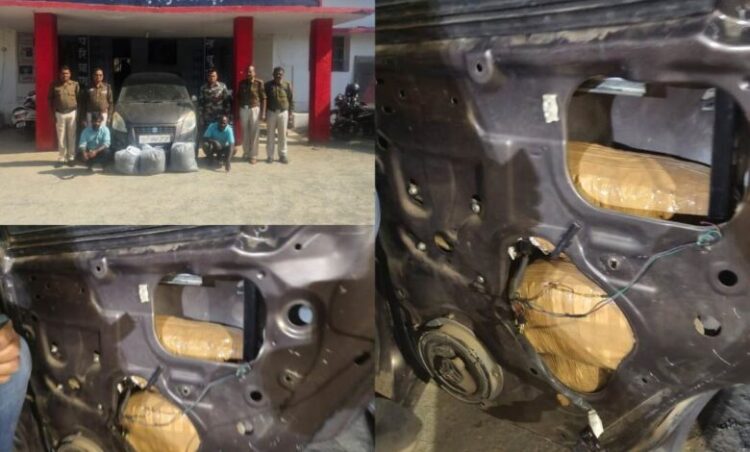 फिल्म ‘पुष्पा’ की तरह कार को मॉडिफाई कर दरवाजे और बैक लाइट में छुपाकर लाया जा रहा था गांजा, आरोपियों से करीब 29 किलो गांजा, रिट्ज कार और दो मोबाइल समेत 17.65 लाख की संपत्ति जब्त