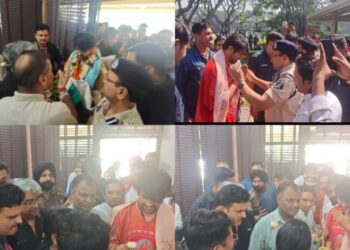 रायगढ़ के जिंदल एयरपोर्ट पर उतरे बागेश्वर बाबा: पंडित धीरेंद्र शास्त्री का भव्य स्वागत