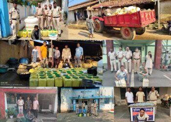 रायगढ़ जिले में “ऑपरेशन आघात” के तहत एक ही दिन 919 लीटर अवैध शराब और 2 बाइक जब्त, 36 आरोपी गिरफ्तार