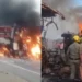 भीषण बस-ट्रक हादसा, आग में 14 लोगों की मौत, कई घायल
