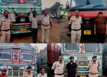 “ऑपरेशन_प्रहार” के तहत रायगढ़ पुलिस की बड़ी कार्रवाई— 5 वाहनों से 21 लाख रुपये का अवैध कबाड़ जब्त