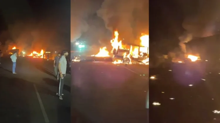 दर्दनाक सड़क हादसा, डंपर-बोलेरो टक्कर में 3 की जिंदा जलकर मौत, 5 घायल