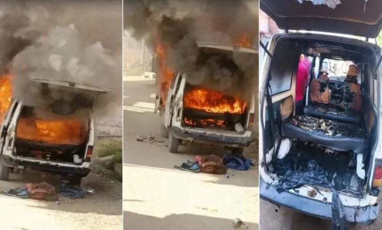 चलती स्कूल वैन में लगी भीषण आग, पांच बच्चे और चालक झुलसे