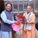 मुख्यमंत्री ने उत्तर प्रदेश के मुख्यमंत्री योगी आदित्यनाथ का किया आत्मीय स्वागत