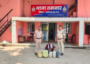 ऑपरेशन “आघात” में अवैध महुआ शराब पर रायगढ़ पुलिस की बड़ी कार्रवाई—तमनार, भूपदेवपुर और चक्रधरनगर में कुल 98 लीटर शराब जब्त