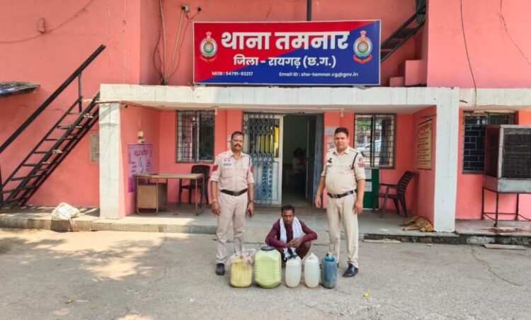 ऑपरेशन “आघात” में अवैध महुआ शराब पर रायगढ़ पुलिस की बड़ी कार्रवाई—तमनार, भूपदेवपुर और चक्रधरनगर में कुल 98 लीटर शराब जब्त