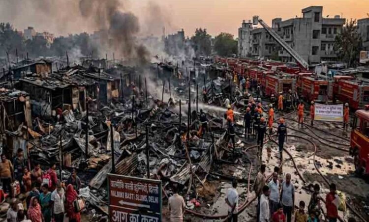 झुगी बस्ती में लगी भीषण आग, 30 झोपड़ियां जलकर राख; 24 दमकल गाड़ियां मौके पर मौजूद