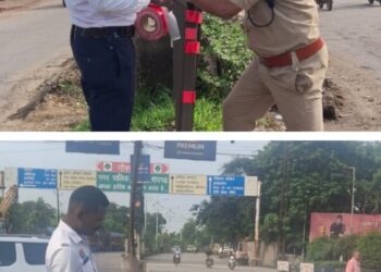 सड़क हादसों पर अंकुश लगाने यातायात पुलिस की पहल, यातायात पुलिस टीम ने जिले के ब्लैक स्पॉट का निरीक्षण