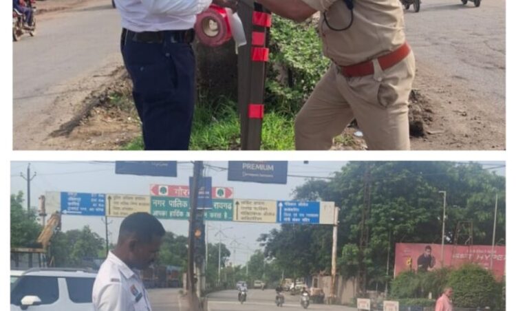 सड़क हादसों पर अंकुश लगाने यातायात पुलिस की पहल, यातायात पुलिस टीम ने जिले के ब्लैक स्पॉट का निरीक्षण